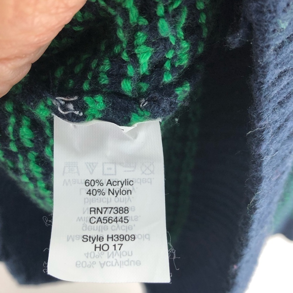 J.Crew Turtleneck Sweater Women Sz S Textured Preppy Navy Green Classic Knit - Picture 6 of 6